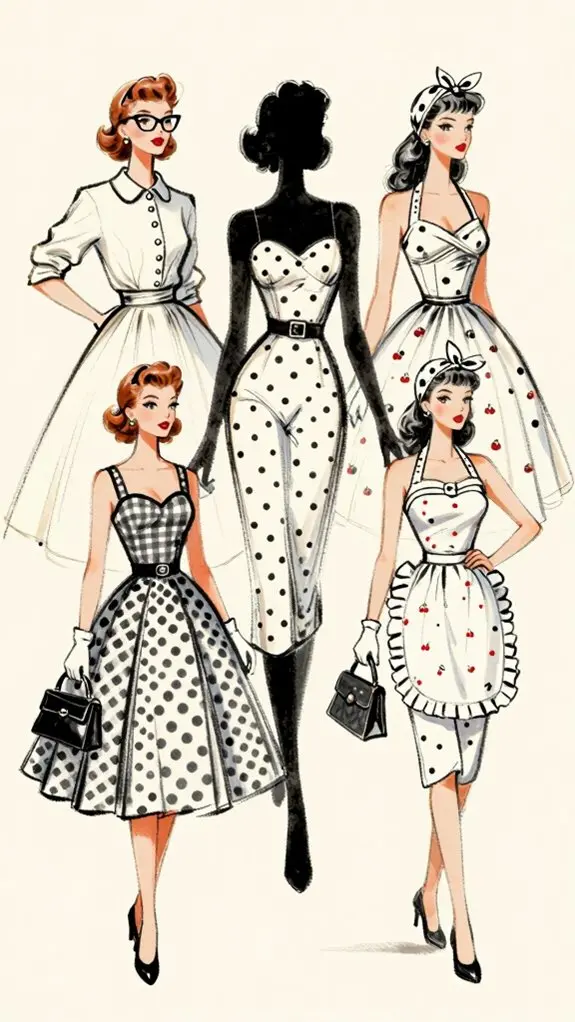 hourglass silhouette polka dot patterns