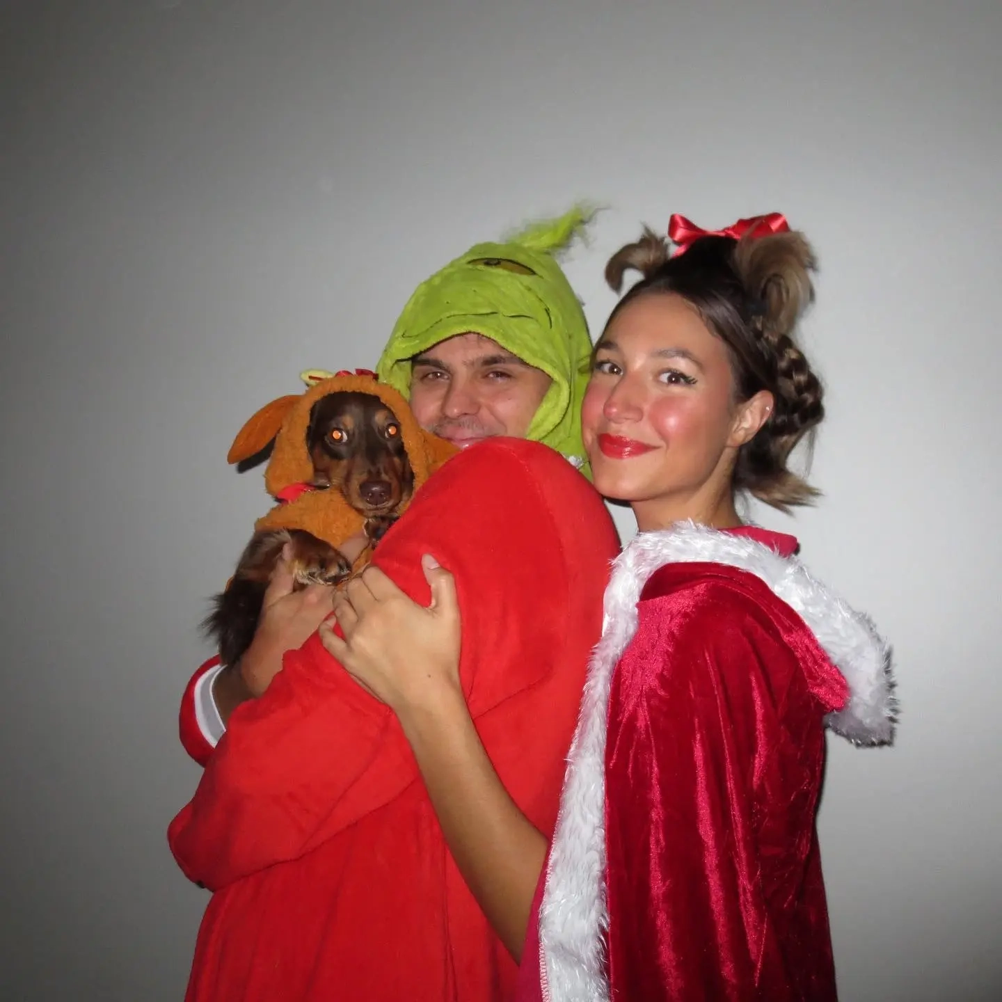 Blue Cookie Monster shirt and beige cookie costume with chocolate chips couples costume 13