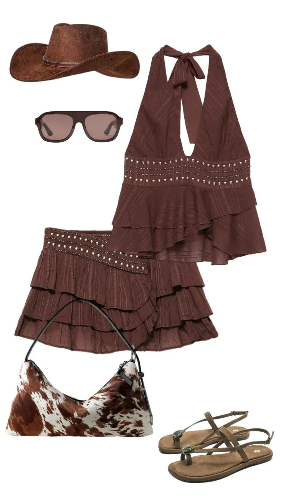 Cognac suede bomber jacket with light jeans cowhide belt fringe bag cowboy boots western style 14