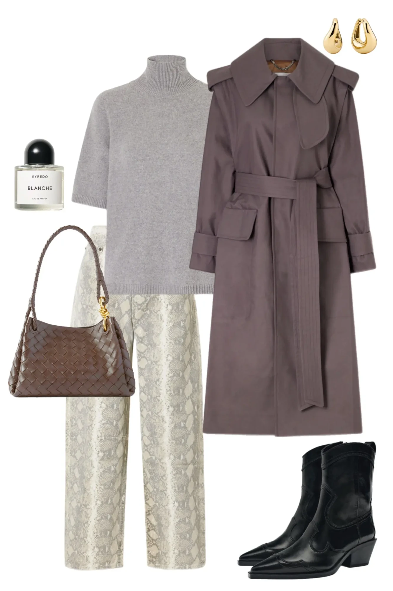 Gray Manhattan sweatshirt white tank top denim patchwork skirt burgundy sneakers brown woven bag fall outfit 4
