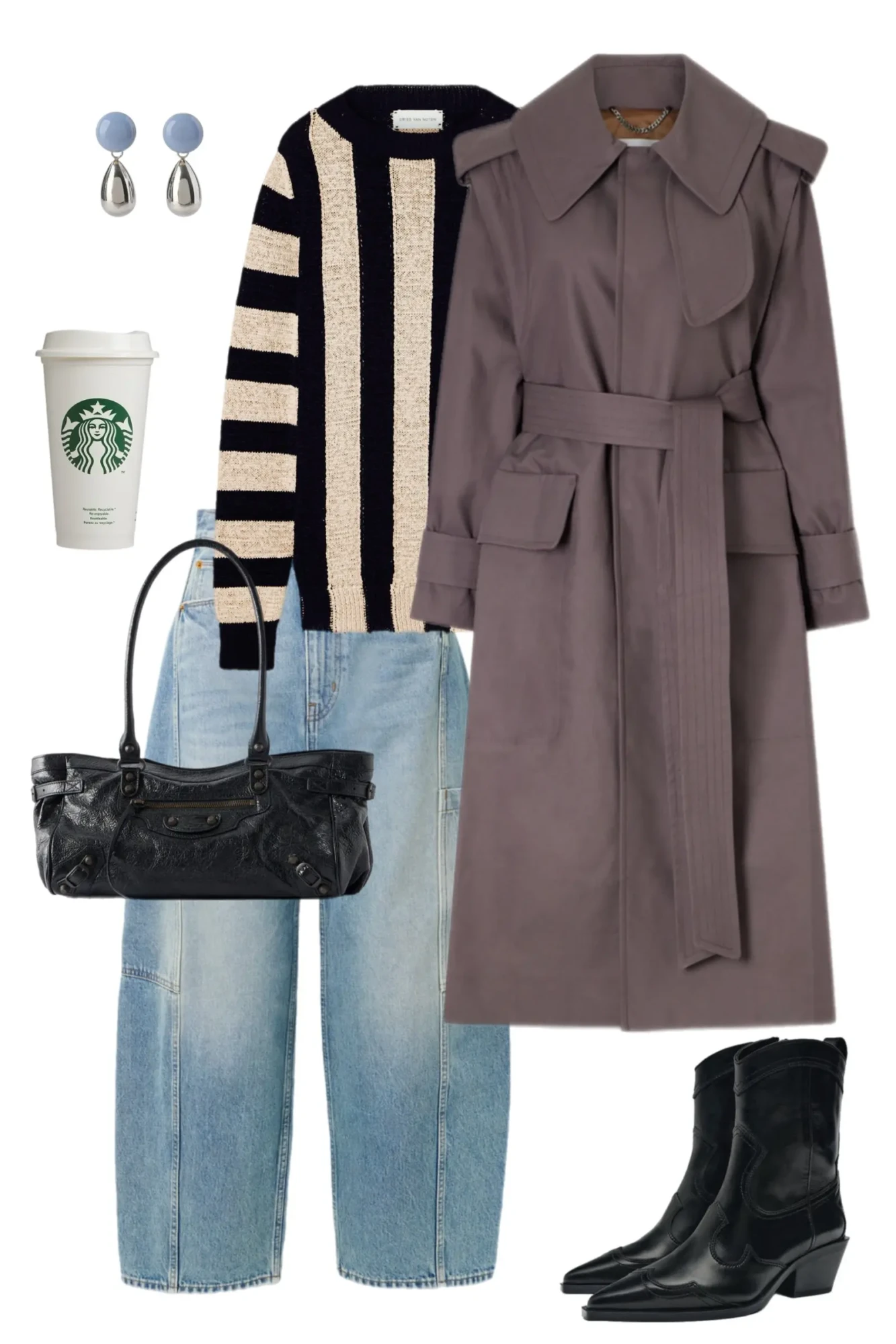 White tank top gray Manhattan sweatshirt wide leg carpenter jeans brown woven bag burgundy sneakers fall outfit 7