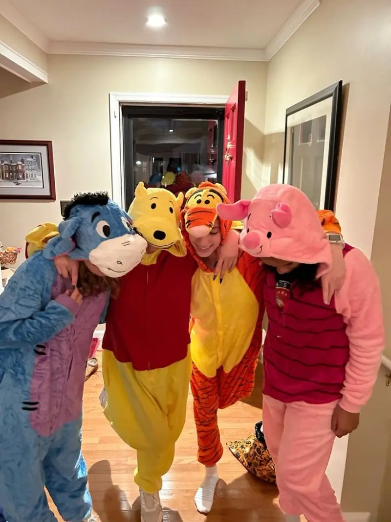 group in winnie the pooh character pajama costumes including eeyore pooh tigger and piglet outfit 14