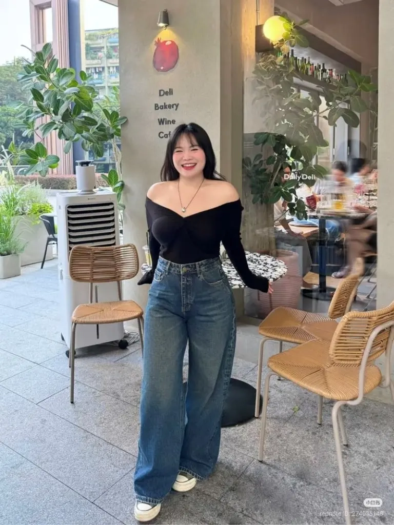 black off shoulder top high waisted jeans outfit 18