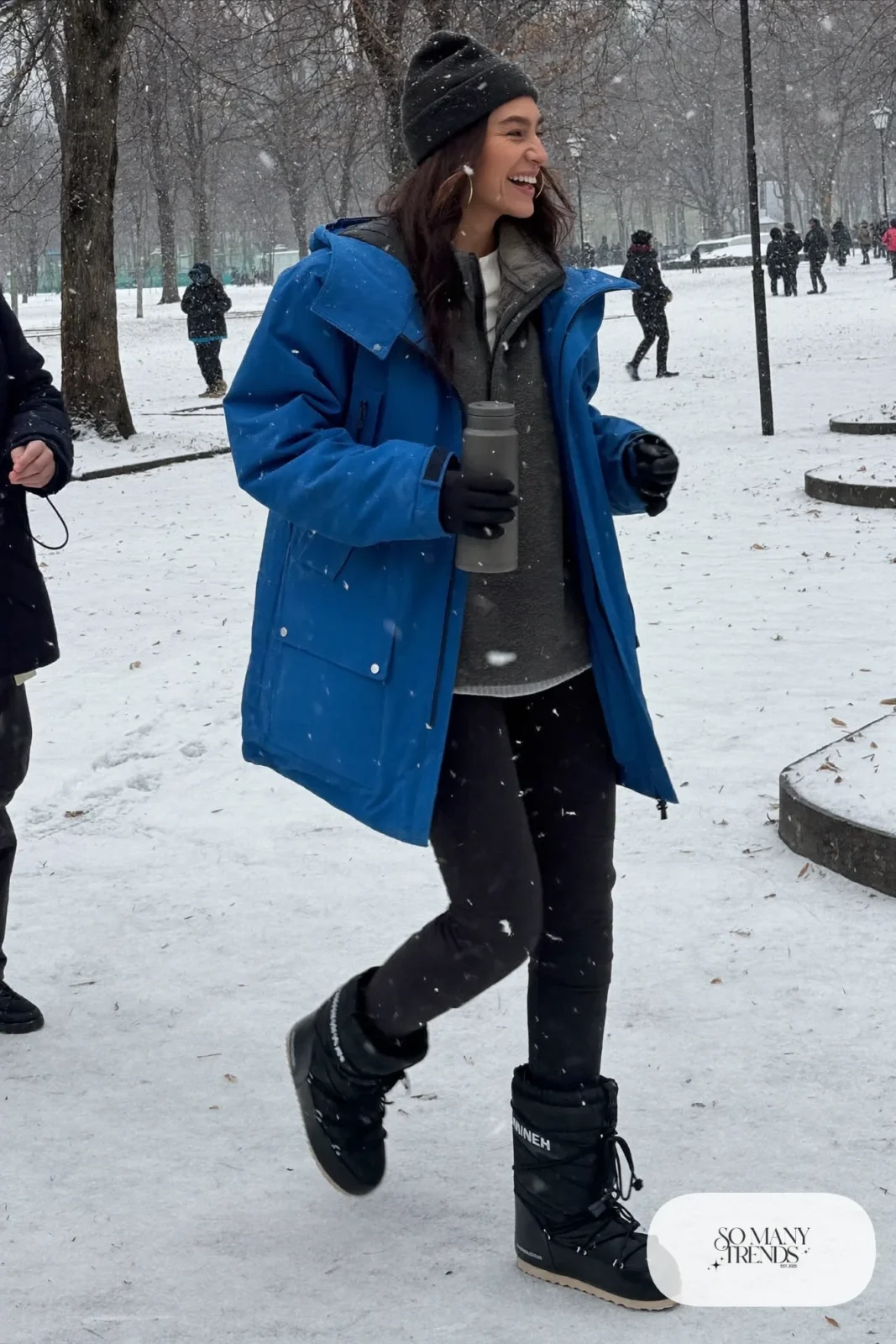 cobalt waterproof shell jacket gray fleece black thermal pants waterproof snow boots mittens beanie outfit 26